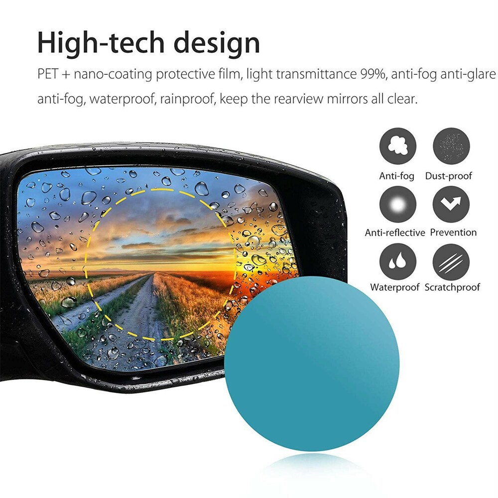 برچسب نانو آب گریز آینه بغل خودرو مدل Anti Fog بسته 2 عددی